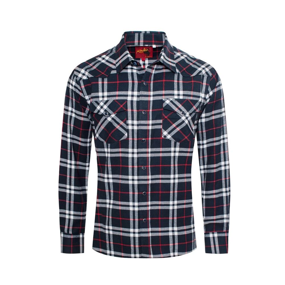 NWT RCCO Rodeo Clothing Cotton plaid flannel snap long sleeve top